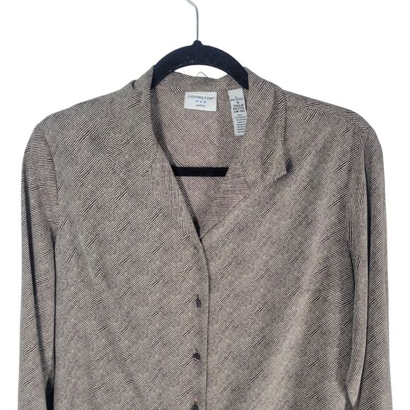 Covington Womens Sz PL Brown White Striped Long Sleeve Button Down Shirt - Picture 8 of 11